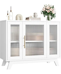 gaomon 36" Sideboard Buffet Cabinet with storage, farmhouse style, glass doors and adjustable shelves for dining room or living