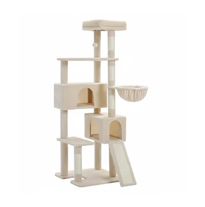 Zeus & Ruta 65in Large Cat Tree Tower: Hammocks, Scratch Columns