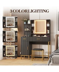 Gaomon Makeup Vanity Desk with Led Lighted Mirror and Charging Station