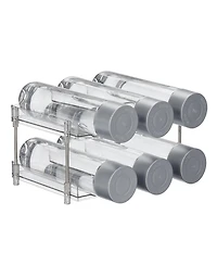 mDesign Free-Stand Stackable 2-Tier Water Bottle Holder, 2 Pack, Clear/Polished