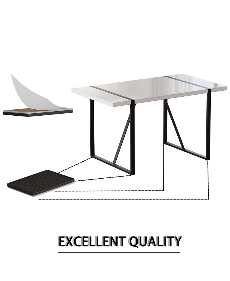 Streamdale Furniture 55" Modern Rural Industrial White Dining Table with Black Metal Legs