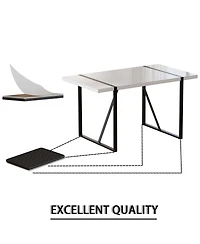 Streamdale Furniture 55" Modern Rural Industrial White Dining Table with Black Metal Legs
