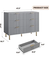 gaomon Green 8 Drawer Dresser for Bedroom, Fluted with Large Drawers and Sturdy Gold Legs Support, Dressers Chests of Bedroom