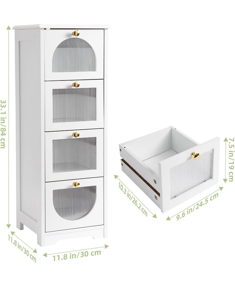 gaomon Small Bathroom Floor Cabinet, Freestanding Bathroom Organizer and Storage Cabinet with 4 Drawers