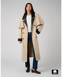 WeWoreWhat Women's Leather Trim Trench Coat