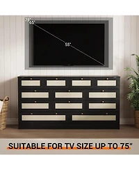 gaomon 12 Drawer Wood Dressers for Bedroom, Wooden Adult Modern Tv Stand Dresser 65 inch Tv, 61'' Wide Chest of Drawers