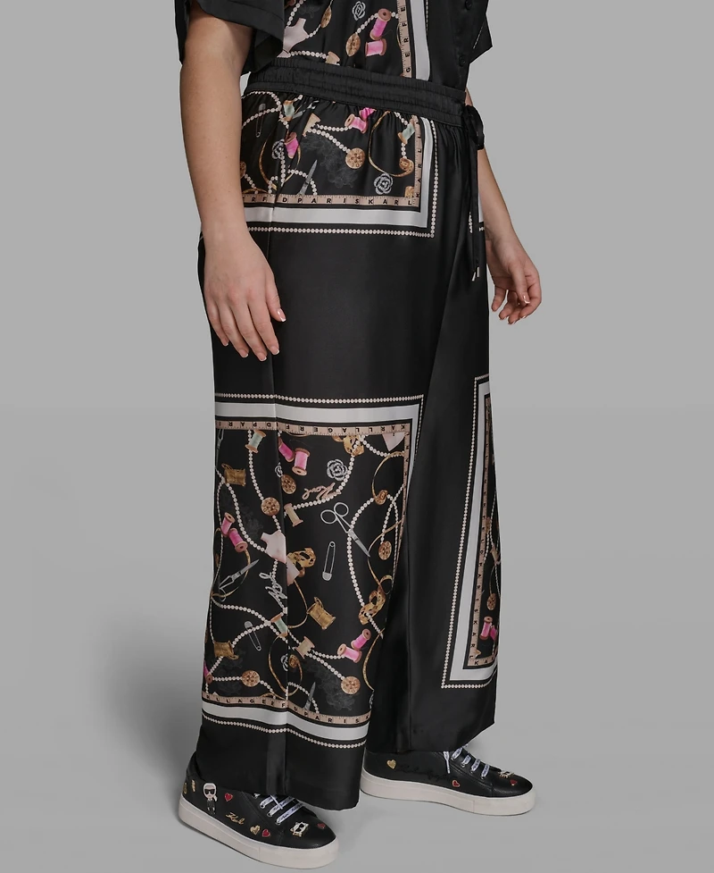 Karl Lagerfeld Paris Plus Printed Soft Wide Leg Pants