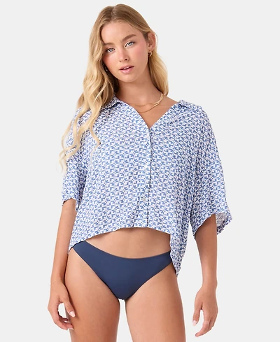 Roxy Women's Hazy Dazy Crop Button-Up Swim Shirts