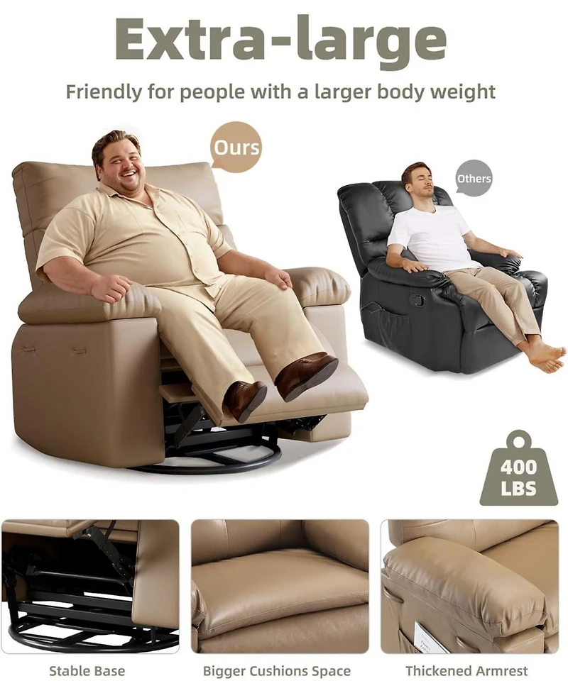 gaomon 27'' Oversized Massage Recliner Chair for Adults, Lounge with Vibrating and Heating