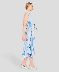 Tahari Asl Women's Sleeveless Mock Neck Midi Dress