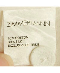 Pre-Owned Zimmermann Womens Cream Zephyr Broderie Cotton Plunge Neckline Mini Dress