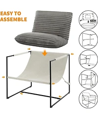 gaomon Modern Plush Sling Accent Chair, Shredded Foam Upholstery & Sturdy Metal Frame, Comfy Lounge Chair for Home