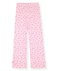 Max & Olivia Girls' 6X-14 Cherry Print Top, Long Pants Scrunchie, 3-Piece Set