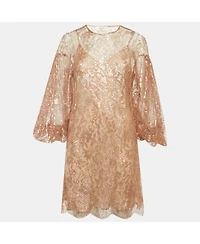 Pre-Owned Zimmermann Womens Rose Gold Lace Mini Dress