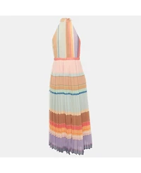 Pre-Owned Zimmermann Women's Multicolour Striped Picnic Pleated Midi Dress