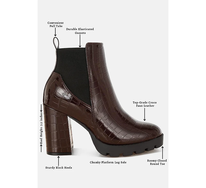 Womens foxy faux leather croc chelsea boots