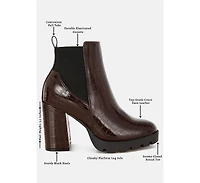 Womens foxy faux leather croc chelsea boots