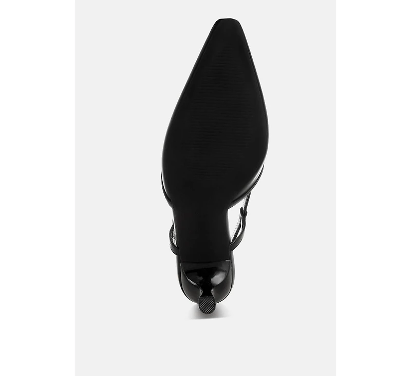 London Rag Womens Luxton Slingback Pin Buckle Kitten Heels