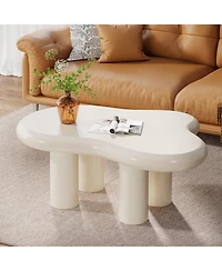Tribesigns 46.4" White Cloud Coffee Table, Irregular Center Tea Table