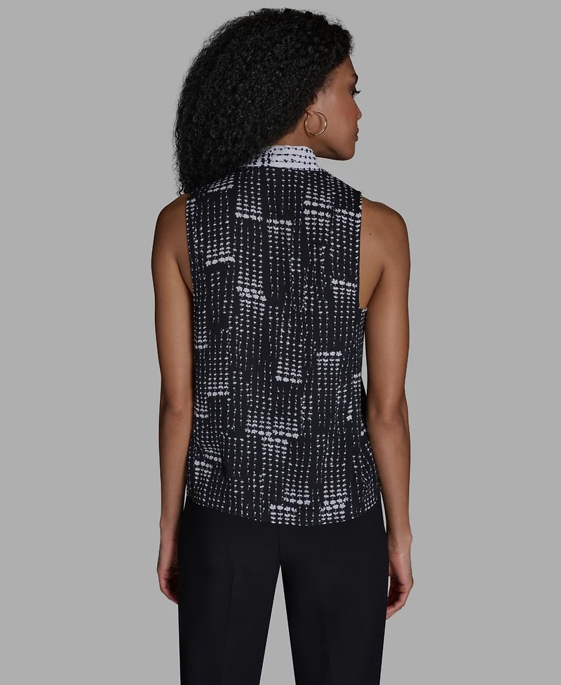 Bcbg Women's Printed V-Neck Sleeveless Blouse