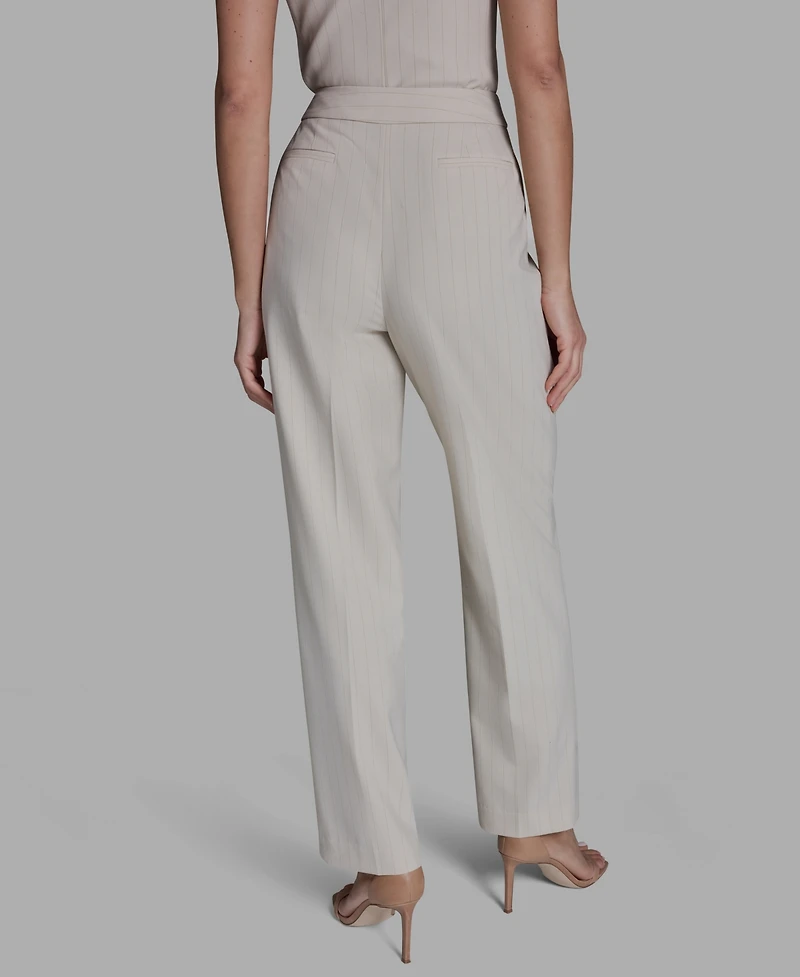 Bcbg Women's Pinstripe Pleated Mid Rise Pants