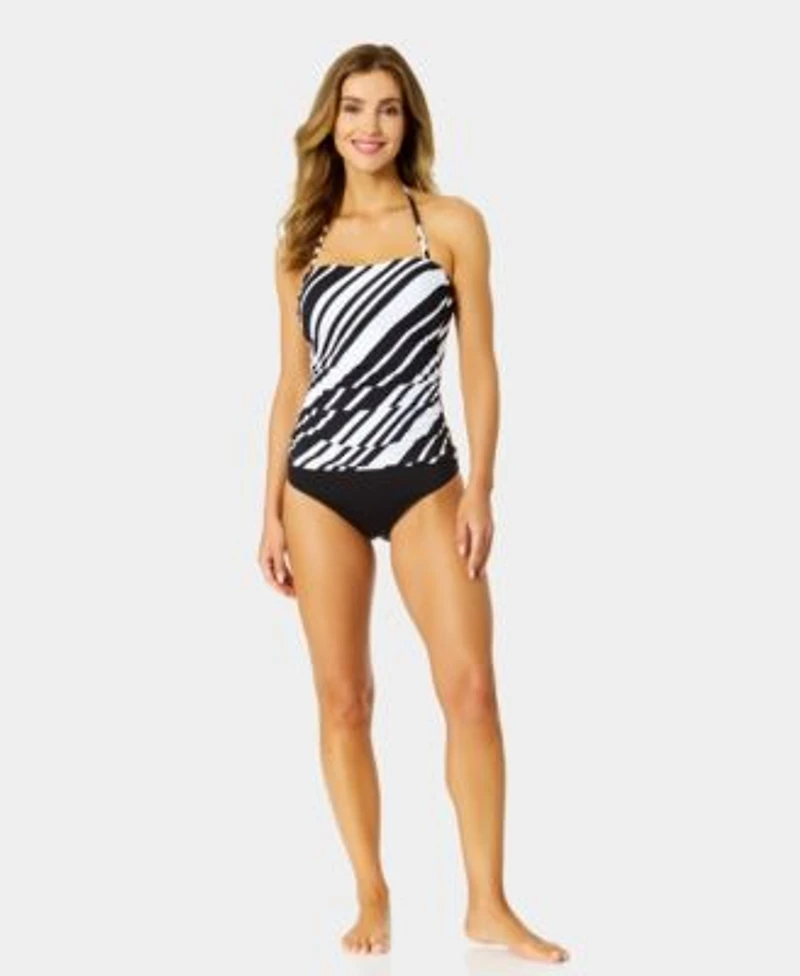 Anne Cole Womens Shirred Bandeau Tankini Swim Top Bottoms