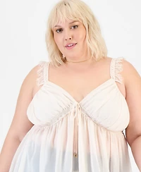 And Now This Trendy Plus Lace-Trim High-Low Top, Macy's Exclusive