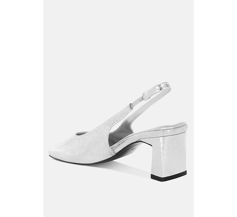 London Rag Women's Amberin Crinkled Metallic Slingback Heels
