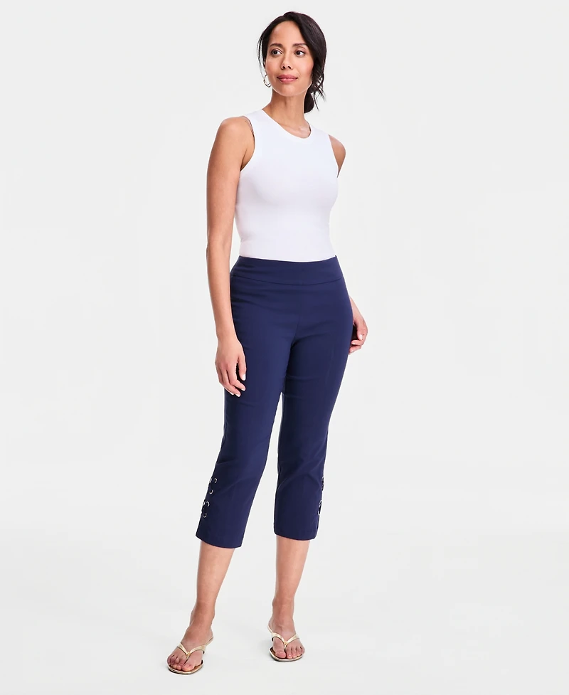 Jm Collection Women's Side Lace-Up Pull-On Capri Pants, Created for Macy's