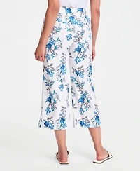 Jm Collection Women's Floral-Print Wide-Leg Capri Pants, Macy's Exclusive