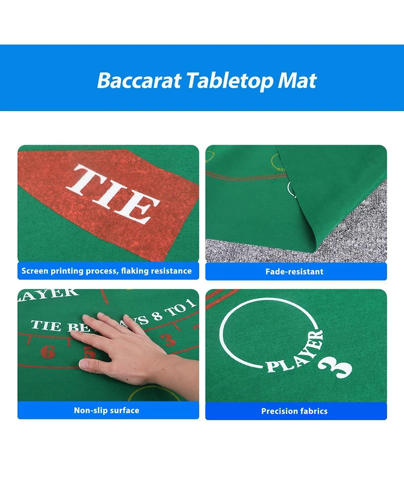 Gse Games & Sports Expert Texas Hold'em Poker Layout Felt with Instructions, Las Vegas Style Game Tabletop Mat