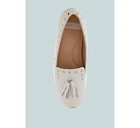 Philoha Studs & Tassels Detail Flat Loafers