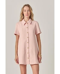 English Factory Women's Textured Shirt Mini Dress