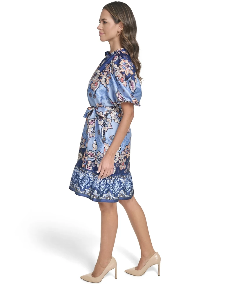 Vince Camuto Petite Bubble-Sleeve V-Neck Short Dress