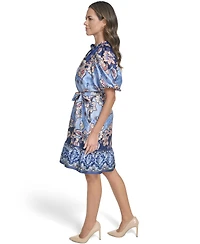 Vince Camuto Petite Bubble-Sleeve V-Neck Short Dress