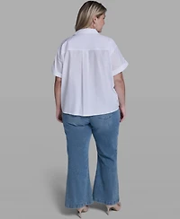 Karl Lagerfeld Paris Plus Floral Short-Sleeve Top