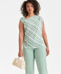 I.n.c. International Concepts Plus Printed Drape Sleeveless Top, Created for Macy's
