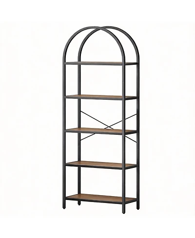 Yigii 5 Tier Arched Bookshelf - Modern Design, Sturdy Metal Frame, Multi-Functional