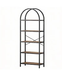 Yigii 5 Tier Arched Bookshelf - Modern Design, Sturdy Metal Frame, Multi-Functional