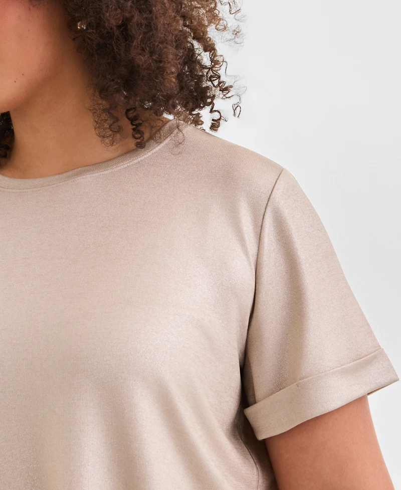 I.n.c. International Concepts Plus Metallic Foiled T-Shirt, Exclusively at Macy's