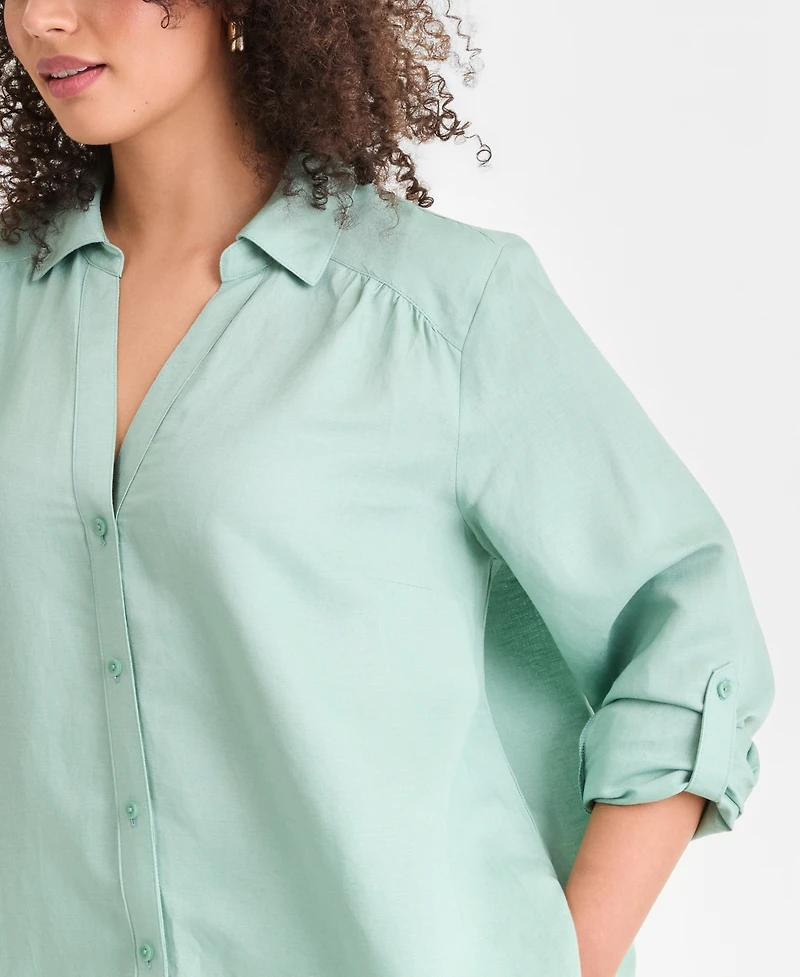 I.n.c. International Concepts Plus Linen-Blend Tunic, Exclusively at Macy's