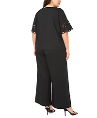 Vince Camuto Plus Embroidered V-Neck Top