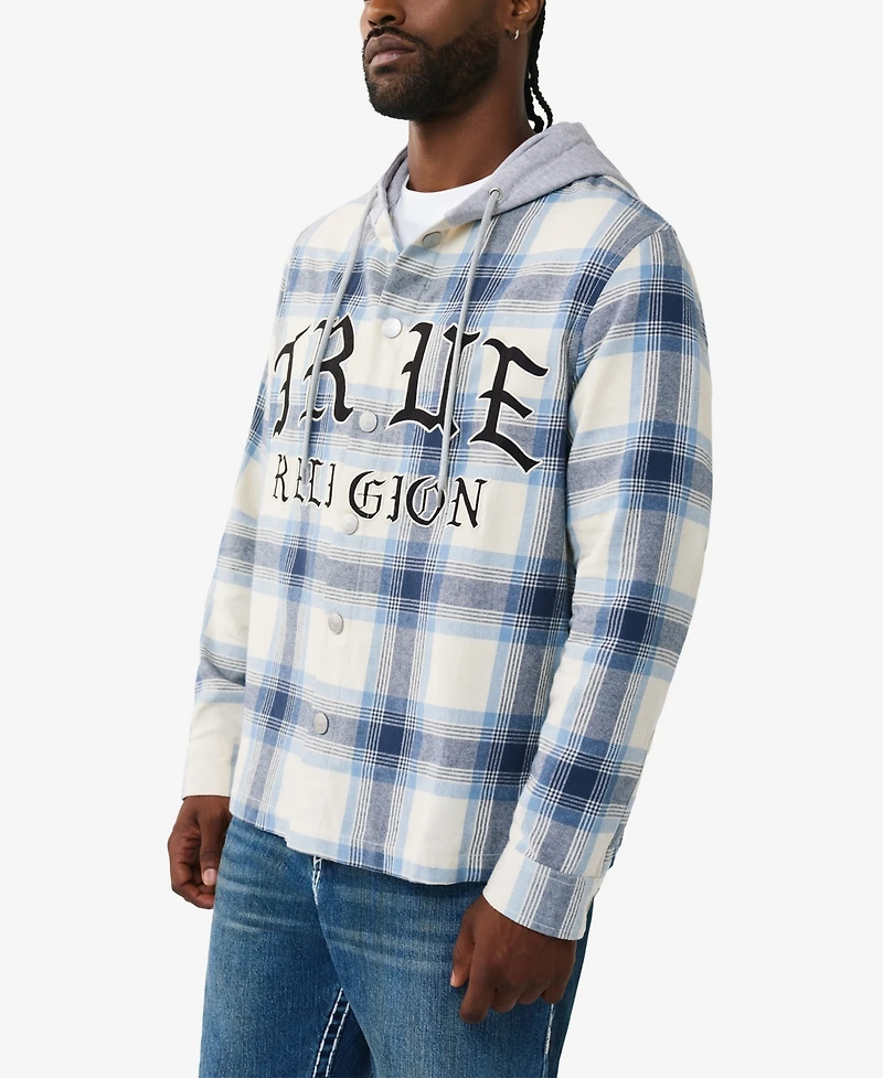 True Religion Men's Hooded Flannel Shirt