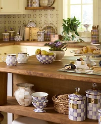 MacKenzie-Childs Violet Check Handmade Ice Cream Dish