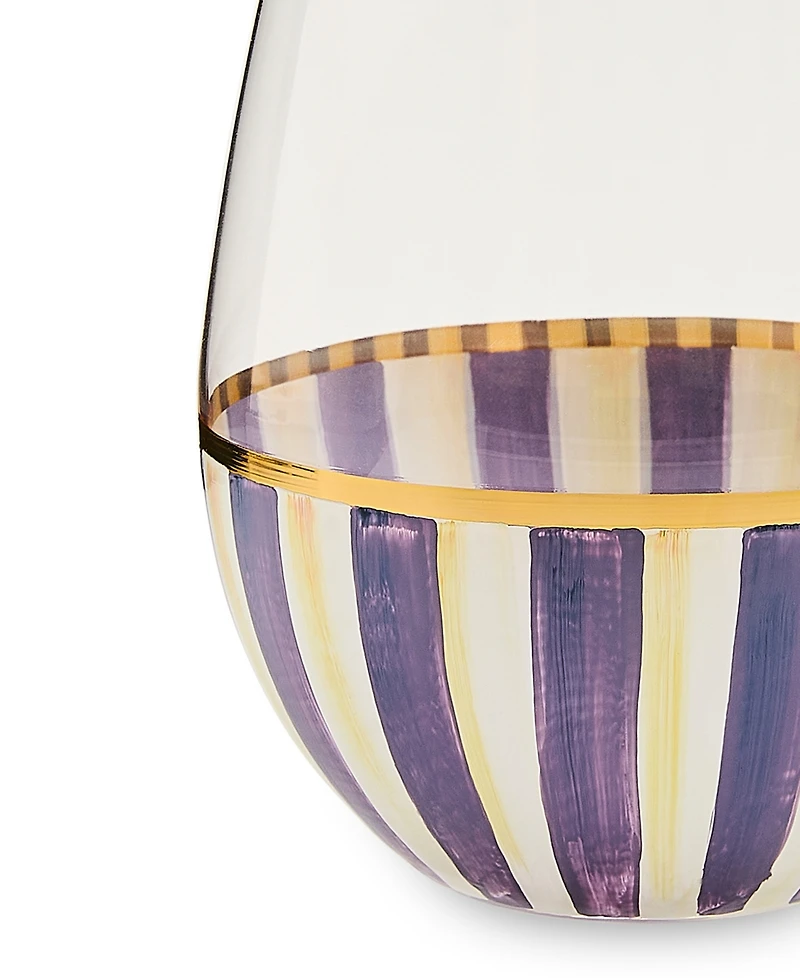 MacKenzie-Childs Violet Stripe Stemless Wine Glass