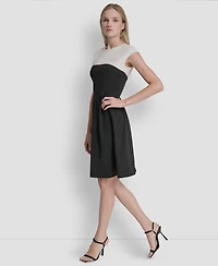 Dkny Petite Colorblock Jewel Neck Dress
