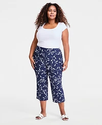 Jm Collection Plus Winding Leaves Rivet Capri Pants, Macy's Exclusive