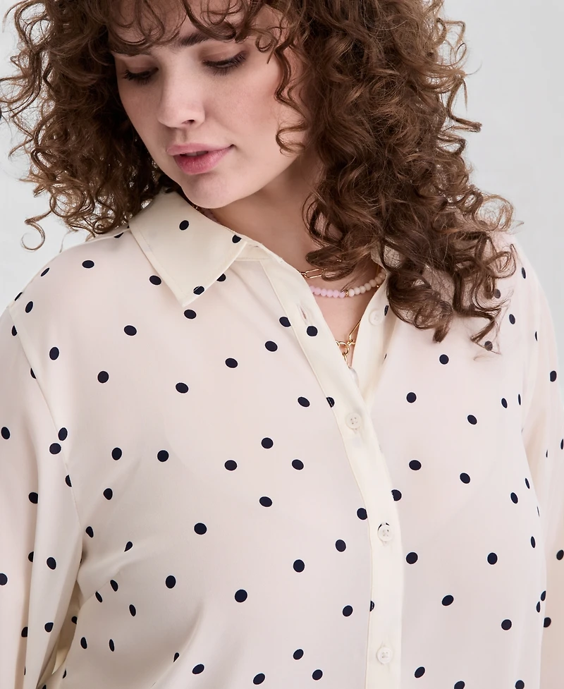 On 34th Trendy Plus Marjorie Dot Silky Shirt, Macy's Exclusive