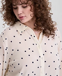 On 34th Trendy Plus Marjorie Dot Silky Shirt, Macy's Exclusive