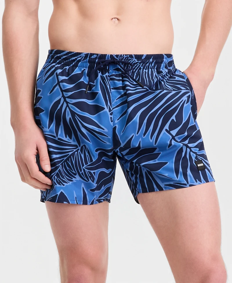 Boss by Hugo Men's 5" Tropical Print Swim Trunks